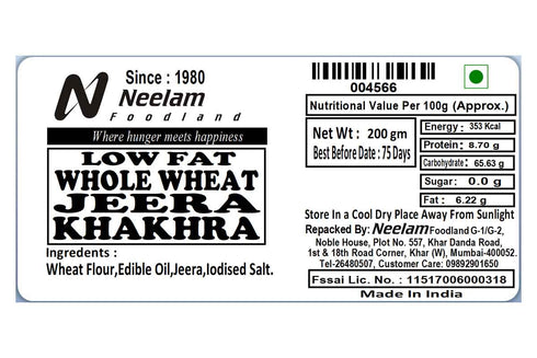 Neelam Foodland Whole Wheat Jeera Khakhra Mini