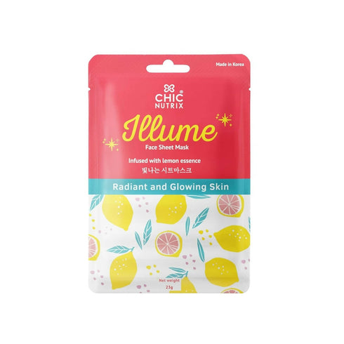 Chicnutrix Illume Face Sheet Mask Infused With Lemon Essence Rich In Vitamin C Radiant and Glowing Skin