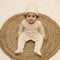 Bachpan kids wear New Born Romper with Matching Beanie - Light Cream