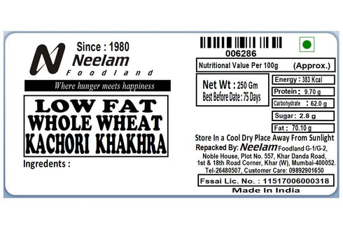 Neelam Foodland Whole Wheat Kachori Khakhra