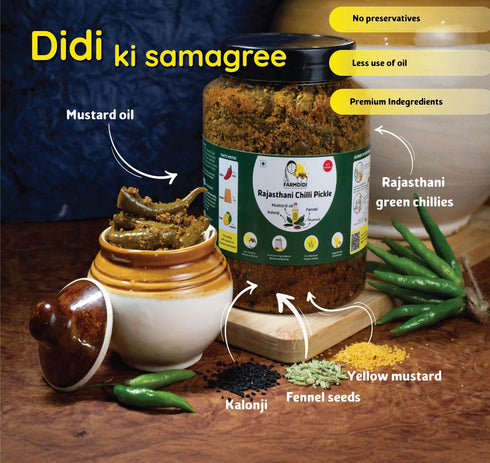 FARMDIDI Rajasthani Hari Mirch ka Achar