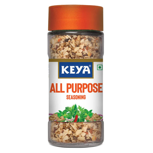 Keya All Purpose Seasoning 60gm l Natural & Healthy Spice Blend for Pizza Pasta Glass Bottle Premium Herbs and Spices
