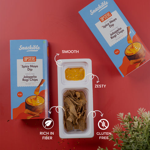 Snackible Spicy Mayo Dip With Jalapeno Ragi Chips