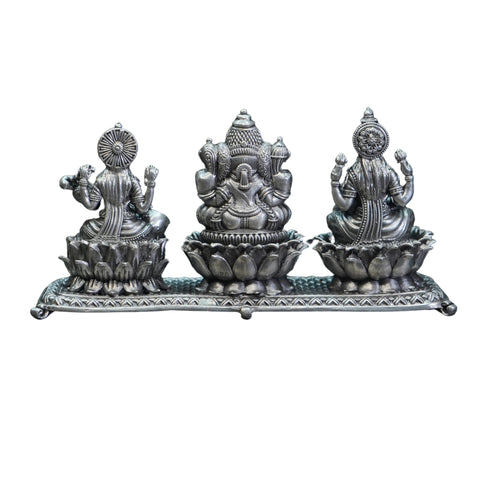 Pure Silver Antique Lakshmi Ganesh Saraswathi 246.98G By Mahita Collections