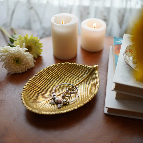 Leaf-shaped Metal Platter, Small