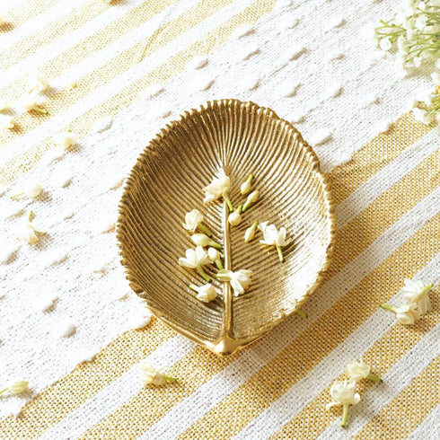 Leaf-shaped Metal Platter, Small