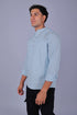 Veshbhoshaa Bluebird Men'S Short Kurta In Sky Blue - 100% Pure Cotton