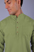 Veshbhoshaa Bluebird Men'S Short Kurta In Light Green - 100% Pure Cotton