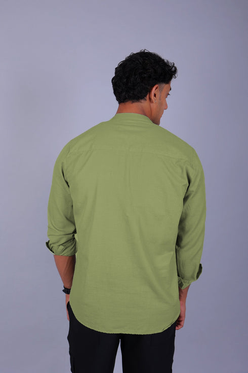 Veshbhoshaa Bluebird Men'S Short Kurta In Light Green - 100% Pure Cotton