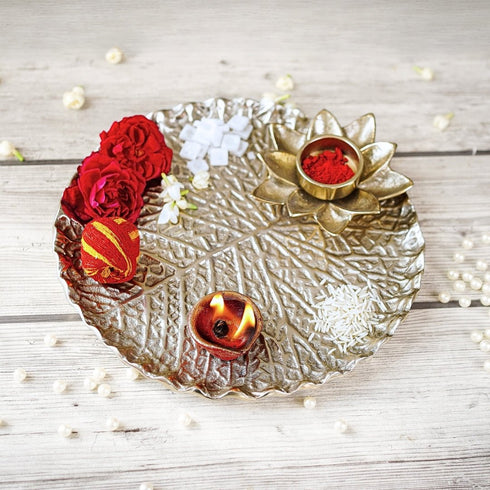 Lotus Leaf Metal Thali