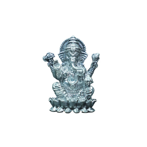 Pure Silver Antique Lotus Ganesh 43.75g By Mahita Collections