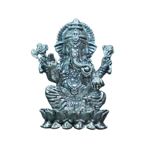 Pure Silver Antique Lotus Ganesh 100g By Mahita Collections
