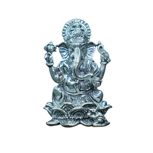Pure Silver Antique Lotus Ganesh 140g By Mahita Collections