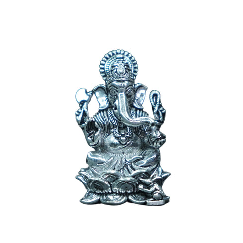 Pure Silver Antique Lotus Ganesh 38.26g By Mahita Collections