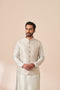 Manyavar Light Grey Patterned Kurta Jacket Set