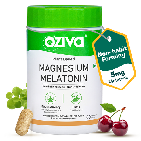 OZiva Magnesium Melatonin for Restful Sleep, Reduced Stress & Anxiety