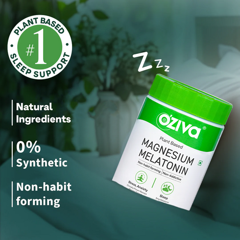 OZiva Magnesium Melatonin for Restful Sleep, Reduced Stress & Anxiety