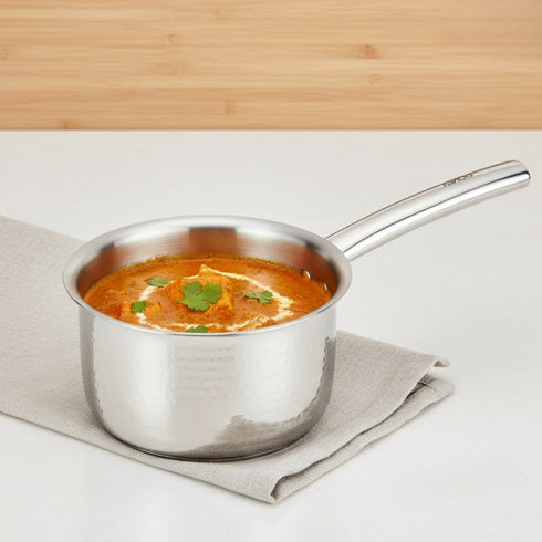 Vinod Claro Heavy Gauge Stainless Steel Hammered Sauce Pan 1.5 mm Capacity 1200 ml