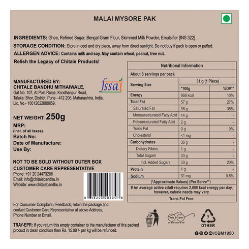 Chitale Bandhu Mithaiwale Malai Mysore Pak