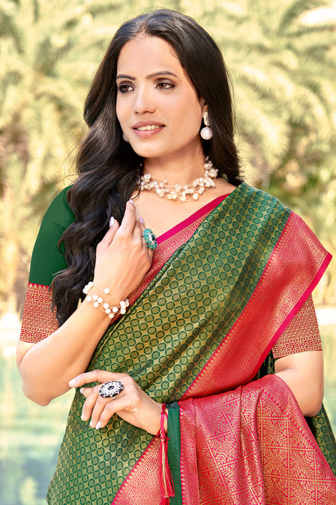 Deeva Sarees Green Banarasi Silk Saree