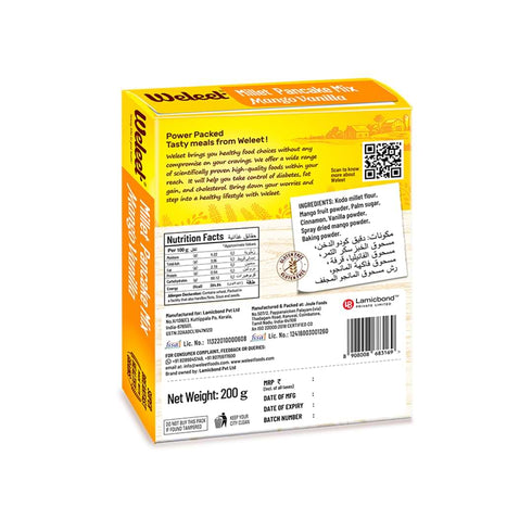 Weleet Millet Pancake Mix Mango Vanilla & Chocolate Banana