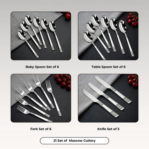 Vinod Stainless Steel Moscow Cutlery 21 piece set