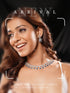 Silver Toned Sapphire Blue AD Studded Statement Delicate Necklace Jewellery Set