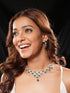 Silver Toned Emerald Green Zircon AD Studded Layered Bridesmaid Statement Jewellery Set