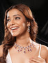 Silver Toned Ruby Red AD Studded Statement Bridal Layered Necklace Jewellery Set