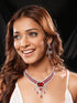 Silver Plated Ruby Red AD Studded Statement Royal Necklace Jewellery Set