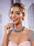 Oxidised Silver Toned Blue & white Stone Studded Statement Tribal Choker Jewellery Set