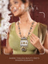 Oxidised Dual Toned Statement Fusion Tribal Elephant Leafy Contemporary Long Pendant Jewellery Set