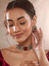 Gold Toned Ruby Red Mossanite Kundan Statement Choker Jewellery Set