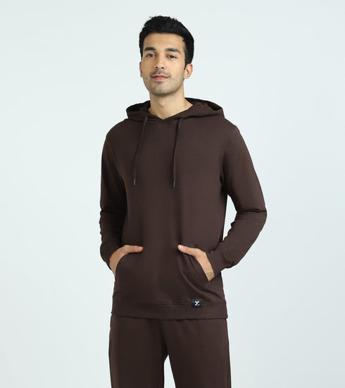 XYXX Cruze French Terry Cotton Hoodie and Joggers Co-Ord Set Malt Brown