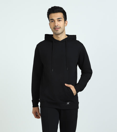 XYXX Cruze French Terry Cotton Hoodie and Joggers Co-Ord Set Pitch Black