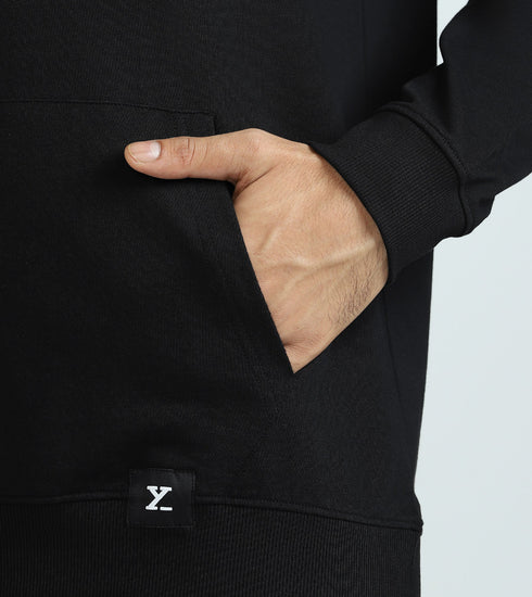 XYXX Cruze French Terry Cotton Hoodie and Joggers Co-Ord Set Pitch Black