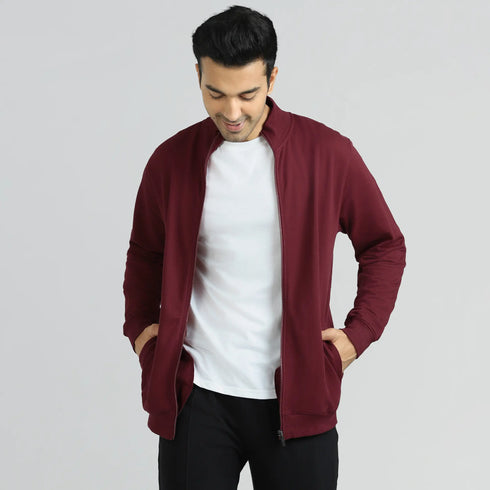 XYXX Cruze French Terry Cotton Zip Ups Auburn Red