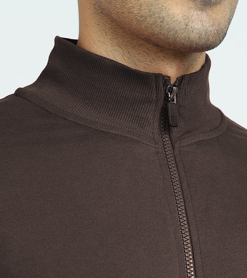 XYXX Cruze French Terry Cotton Zip-Up Jacket and Joggers Co-Ord Set Malt Brown