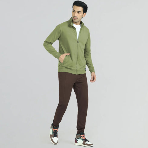 XYXX Cruze French Terry Cotton Zip Ups Olive Green