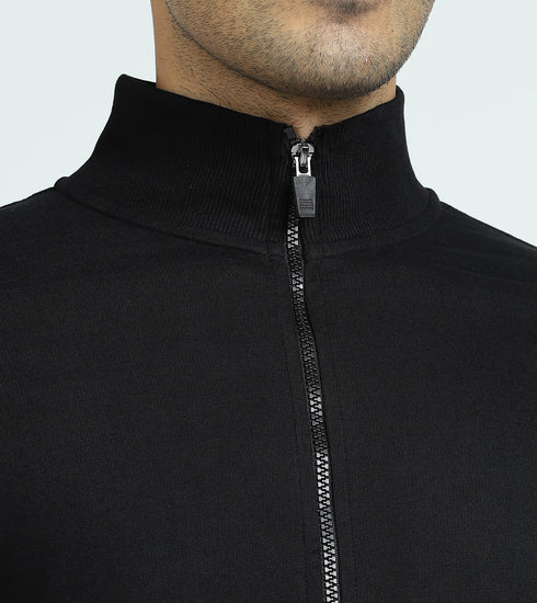 XYXX Cruze French Terry Cotton Zip-Up Jacket and Joggers Co-Ord Set Pitch Black