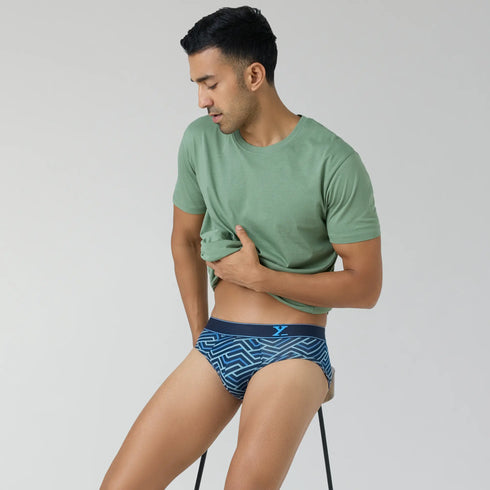 XYXX Parallax Cotton Briefs Blue Stripes