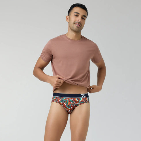XYXX Parallax Cotton Briefs Yellow Stripes