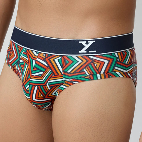 XYXX Parallax Cotton Briefs Yellow Stripes