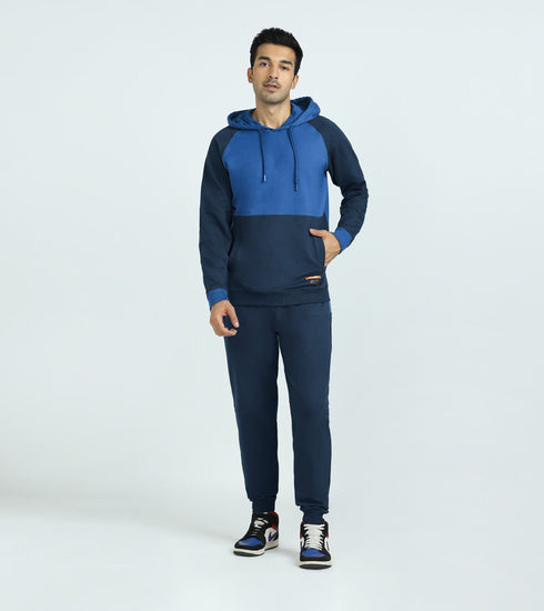 XYXX Quest French Terry Cotton Hoodie And Joggers Co-ord Set Atlas Blue