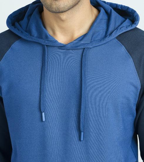 XYXX Quest French Terry Cotton Hoodie And Joggers Co-ord Set Atlas Blue