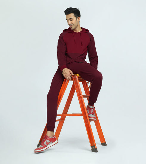 XYXX Quest French Terry Cotton Hoodie And Joggers Co-ord Set Scarlet Red