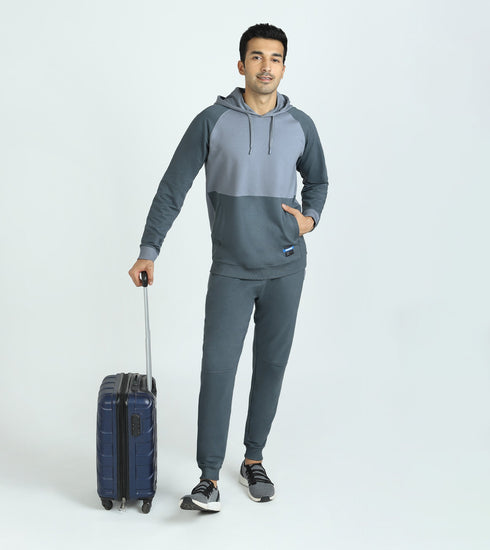 XYXX Quest French Terry Cotton Hoodie And Joggers Co-ord Set Slate Grey