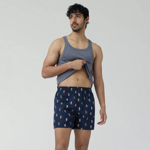 XYXX Splash Cotton Boxers - Surfboard Blue