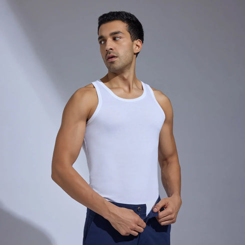 XYXX Super-Soft Combed Cotton Vest Polar White (Pack of 2)