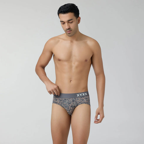 XYXX Urbane Modal Briefs Map Grey